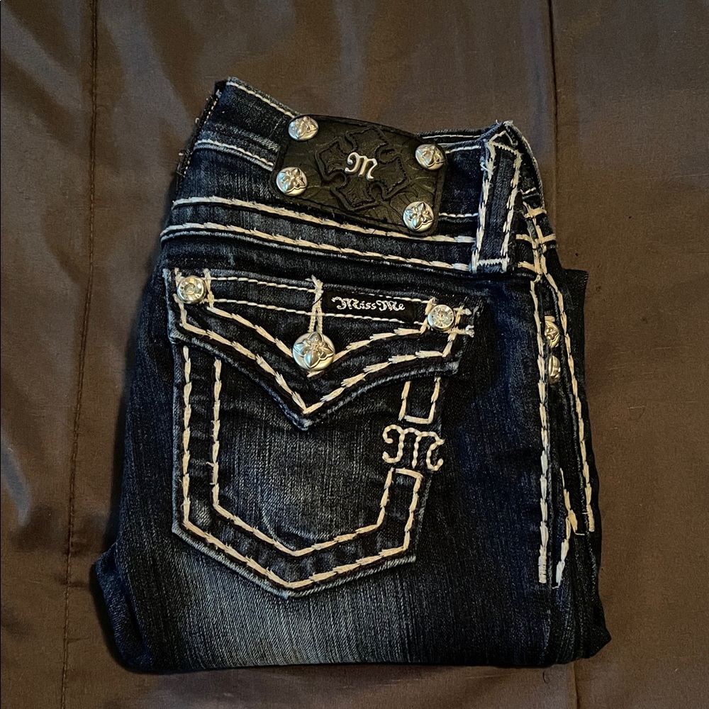 Miss Me Kids Dark Wash Jeans with Embellished Pockets